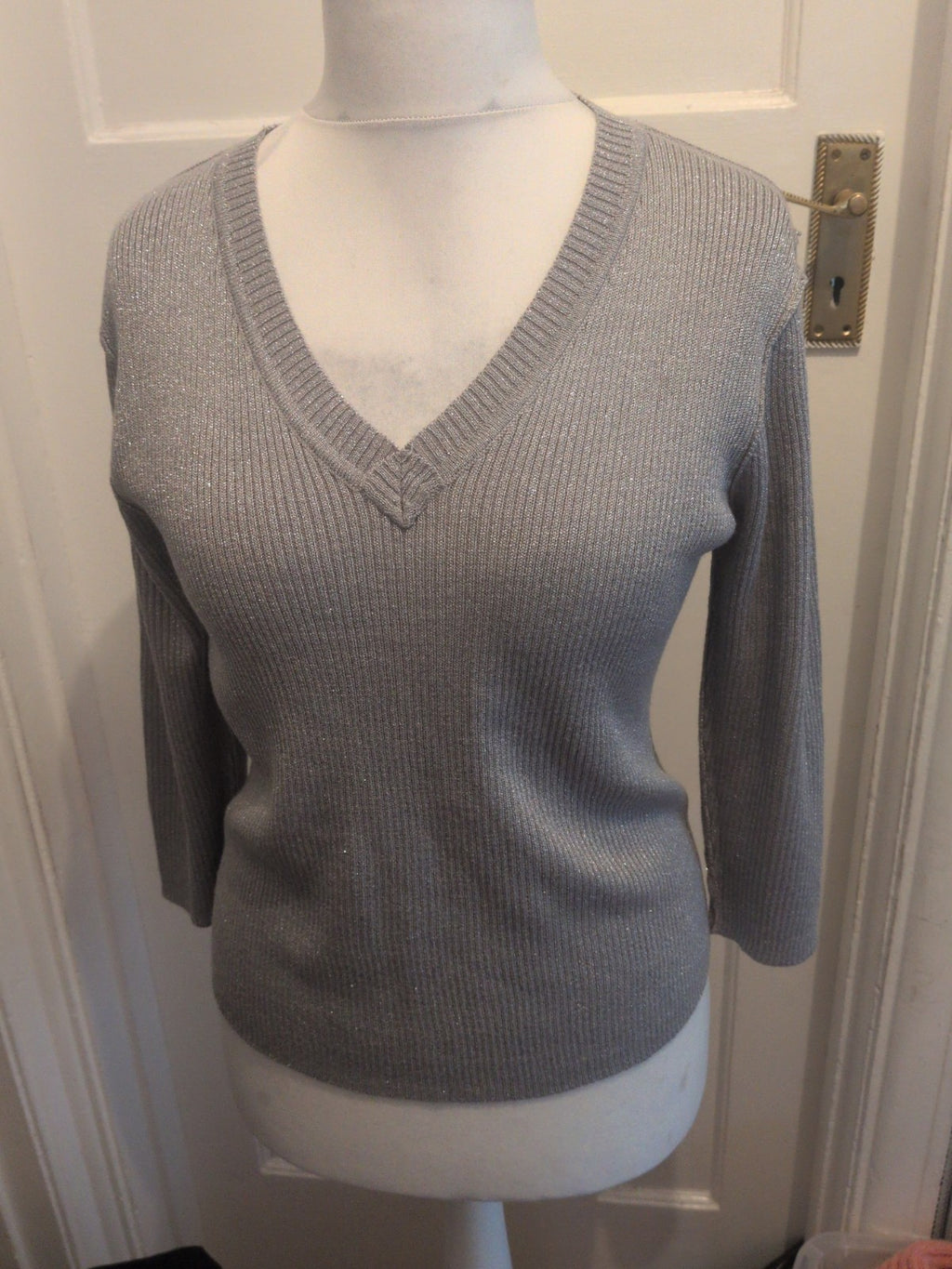 16-18 Shimmer Silver 3/4 Sleeve Blouse