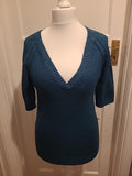 Ladies E-Vie Size 10-12 Deep Teal Short Sleeved Pullover Jumper