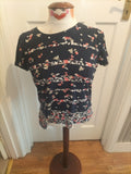 Ladies Maine Size 14 Black Floral Short Sleeved Tshirt