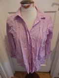 Ladies Ashley Brooke Size Medium Pink Pearl Detail Long Sleeved Blouse