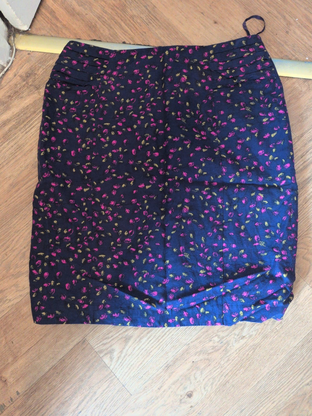 Laura Ashley 16 Navy And Pink Lined Midi Skirt