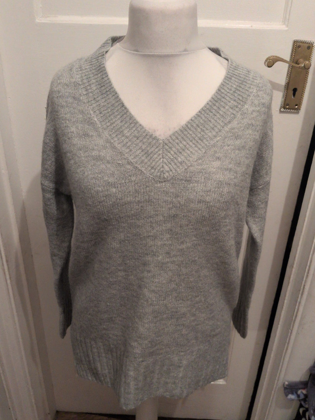 Primark XS Grey V Neck Soft Touch Oversized Jumper