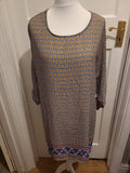Ladies Flanmade Size Large Brown/Navy/White Long Sleeved Dress