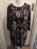 Tu 16 Pink White Grey Charcoal Floral 3/4 Sleeve Dress