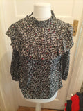 Ladies New Look Size 10 Black/White/Red Long Sleeved Blouse