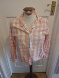 Ladies Always Dreaming Size 8 Peach White Check Pyjama Top