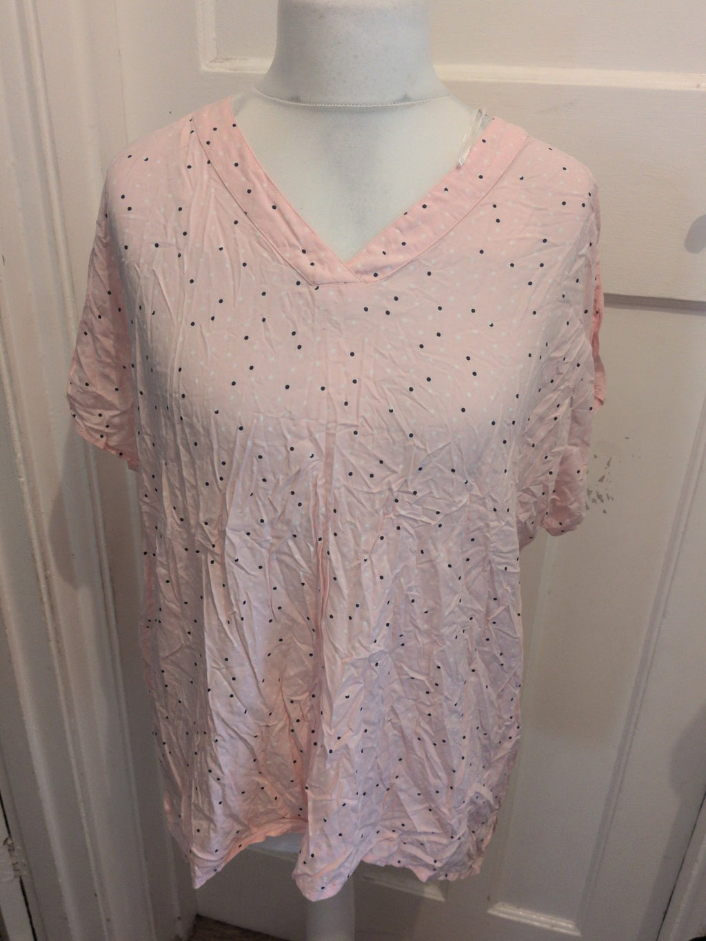 Gina 2XL Pink Short Sleeve Spotty Blouse/T-shirt