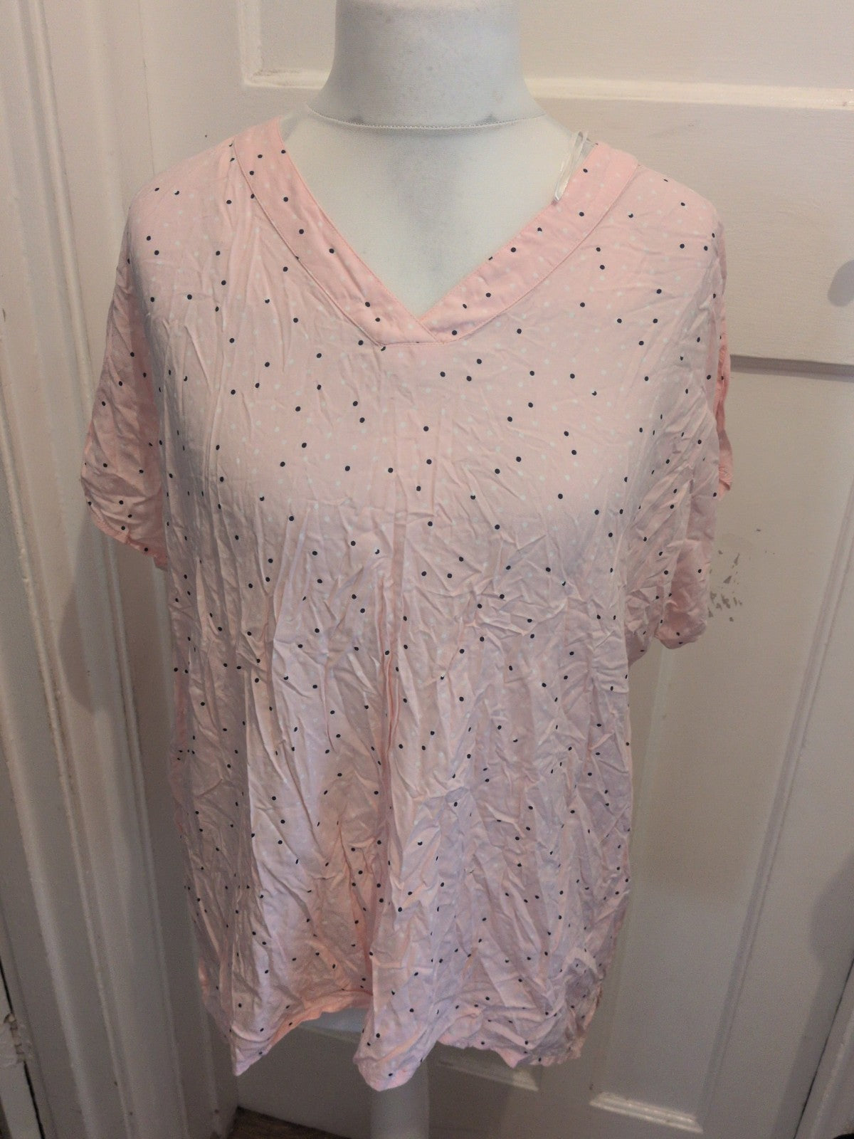 Gina 2XL Pink Short Sleeve Spotty Blouse/T-shirt