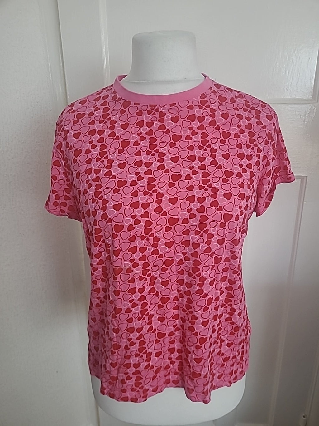 Primark Large Red And Pink Love Heart Print Tshirt
