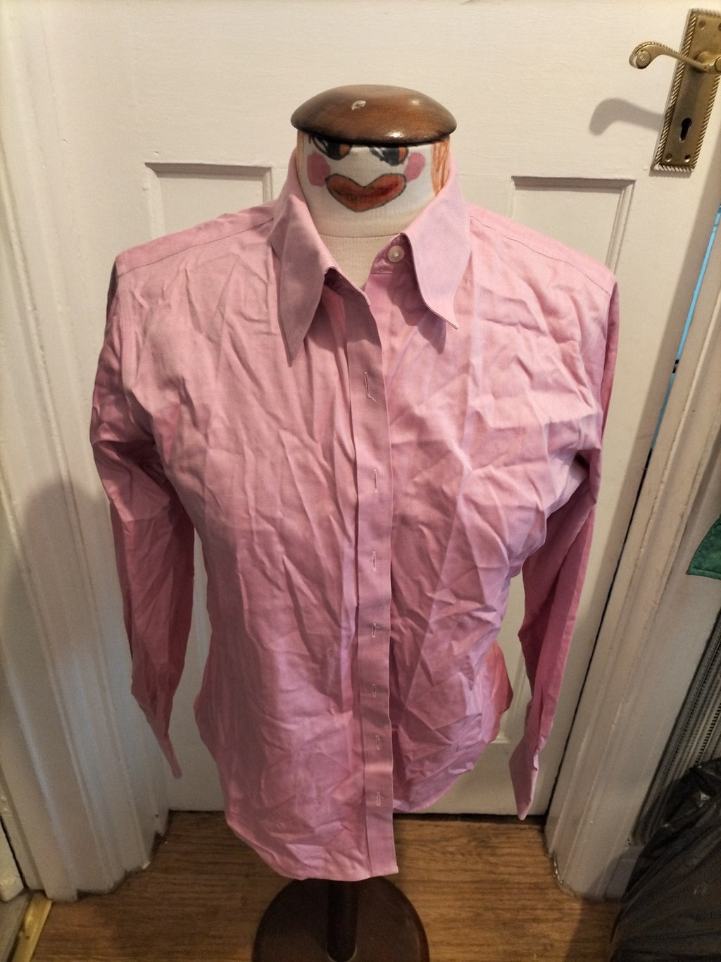 Ladies Lands End Size 8 Pink Long Sleeved Buttoned Shirt
