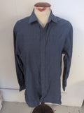 M&S 15.5 The Travel Shirt Regular Navy Blue Long Sleeve