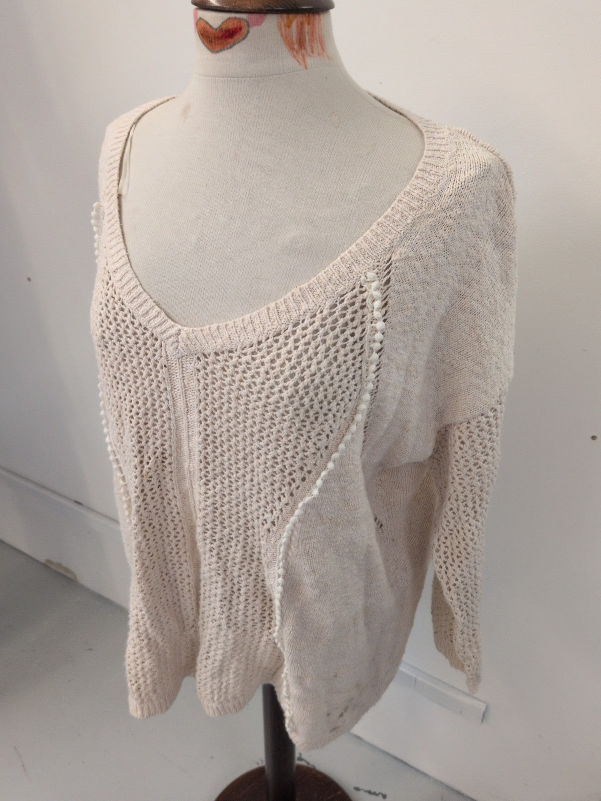 Tu 20 Pale Beige Knit Long Sleeve V Neck Jumper