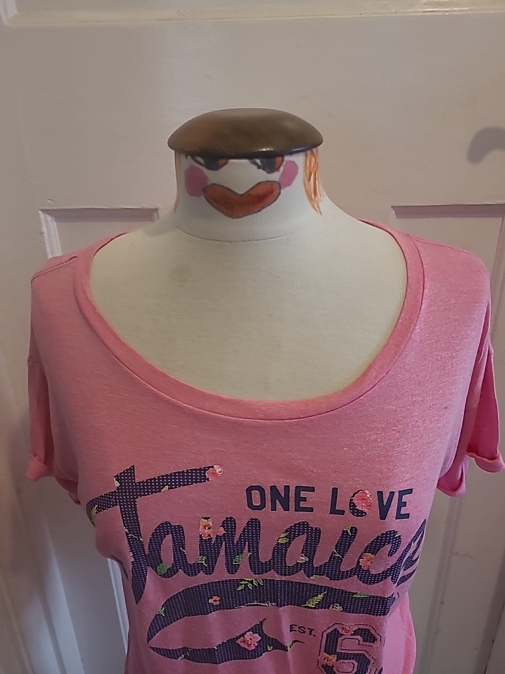 Ladies T.shirt Size Med Pink/ Blue