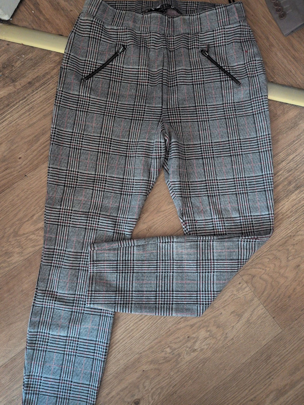 Ladies Check Trousers TU Size 16 Black/white/red Free Delivery
