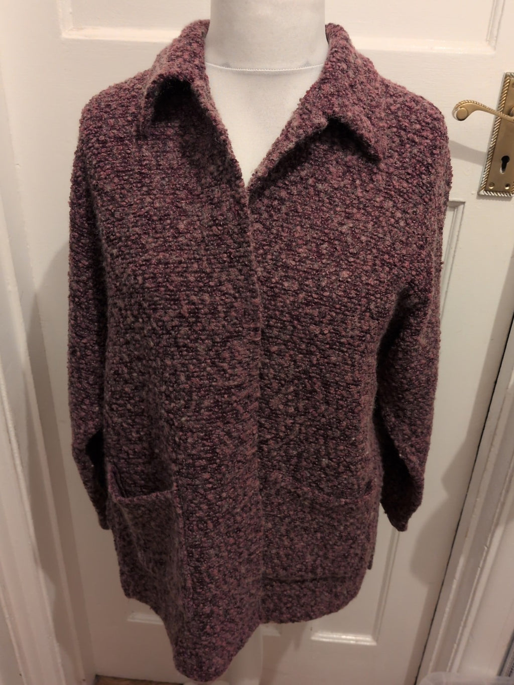 Purple Large Collared Buttoned Cardigan