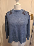 Ladies White Stuff Size 8 Blue And Grey/Navy Pullover Jumper