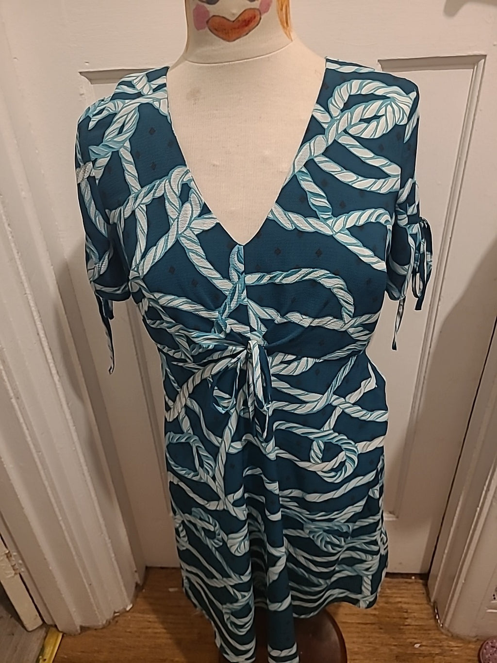 Ladies Redherring Size 10 Two Tone Green Short Sleeved Dress