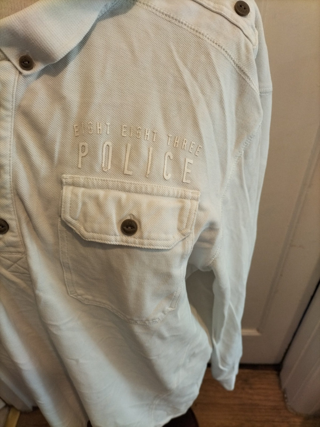 Mens Police Size XL White Short Sleeved Polo