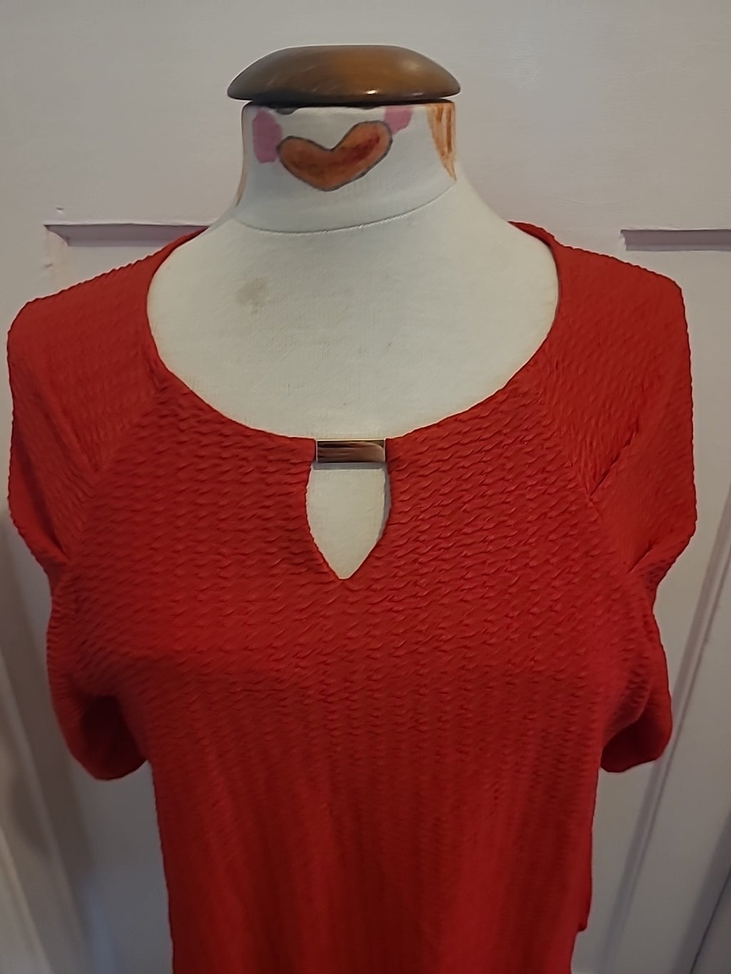 Ladies Roman Size 12 Red Detailed Material Short Sleeved Blouse