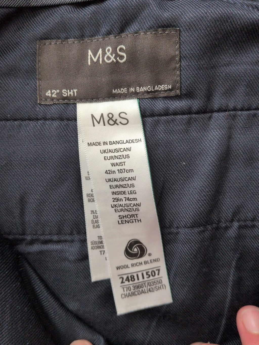 Marks And Spencer 42 Short Charcoal Trousers Smart