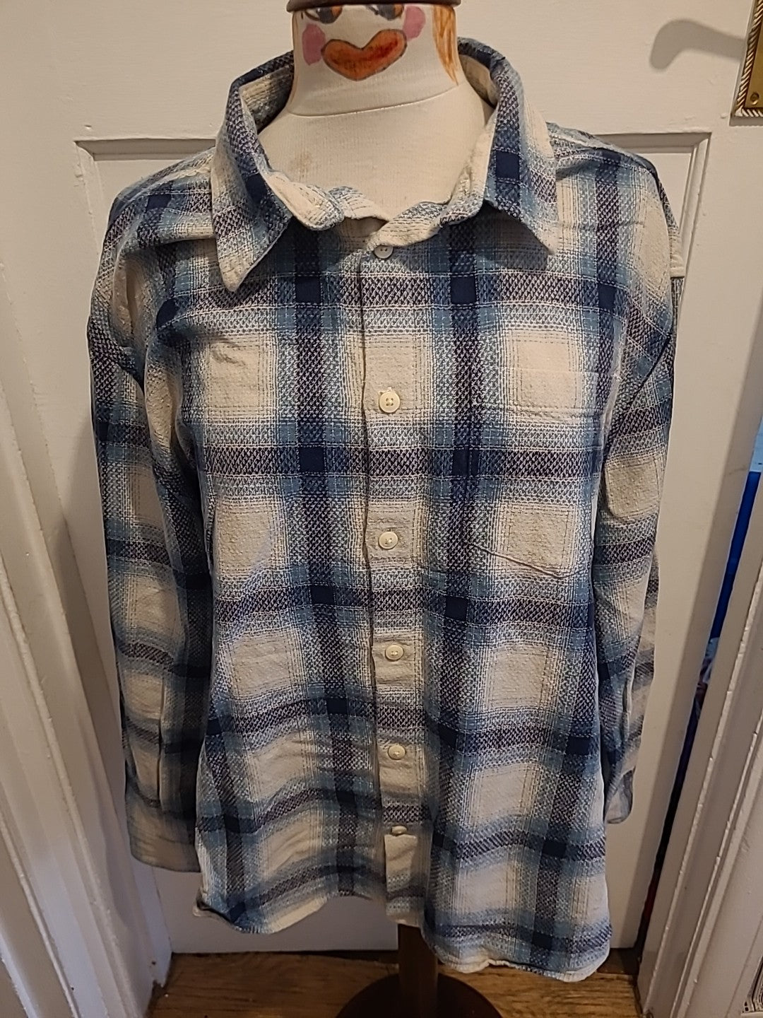 Mens Primark Size 2XL Relaxed Fit Green Navy Over Shirt