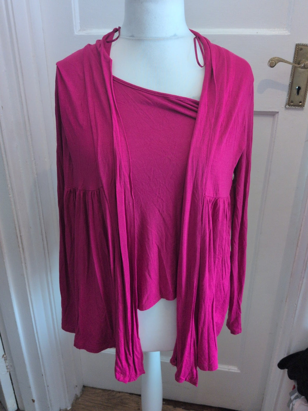 BHS 14 Dark Pink Long Sleeve Blouse