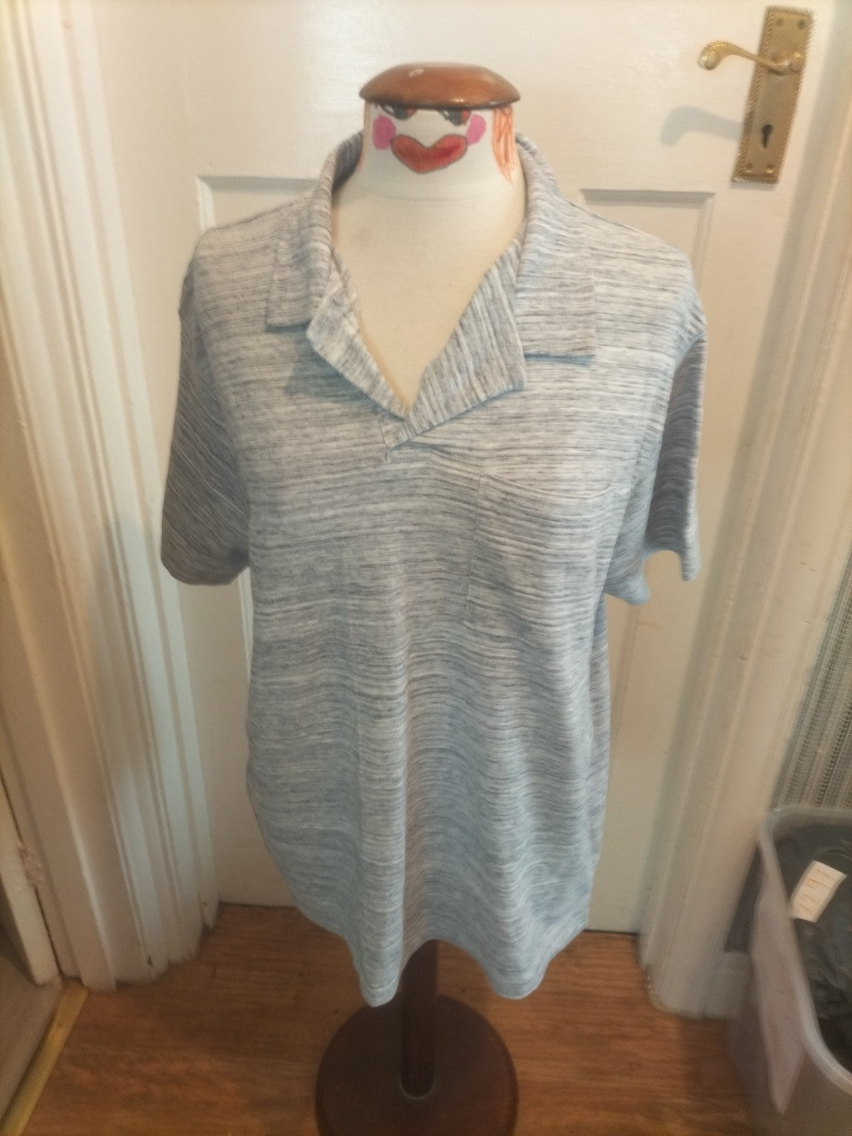 Mens Peacocks Size Xl Grey Fleck Short Sleeved Polo
