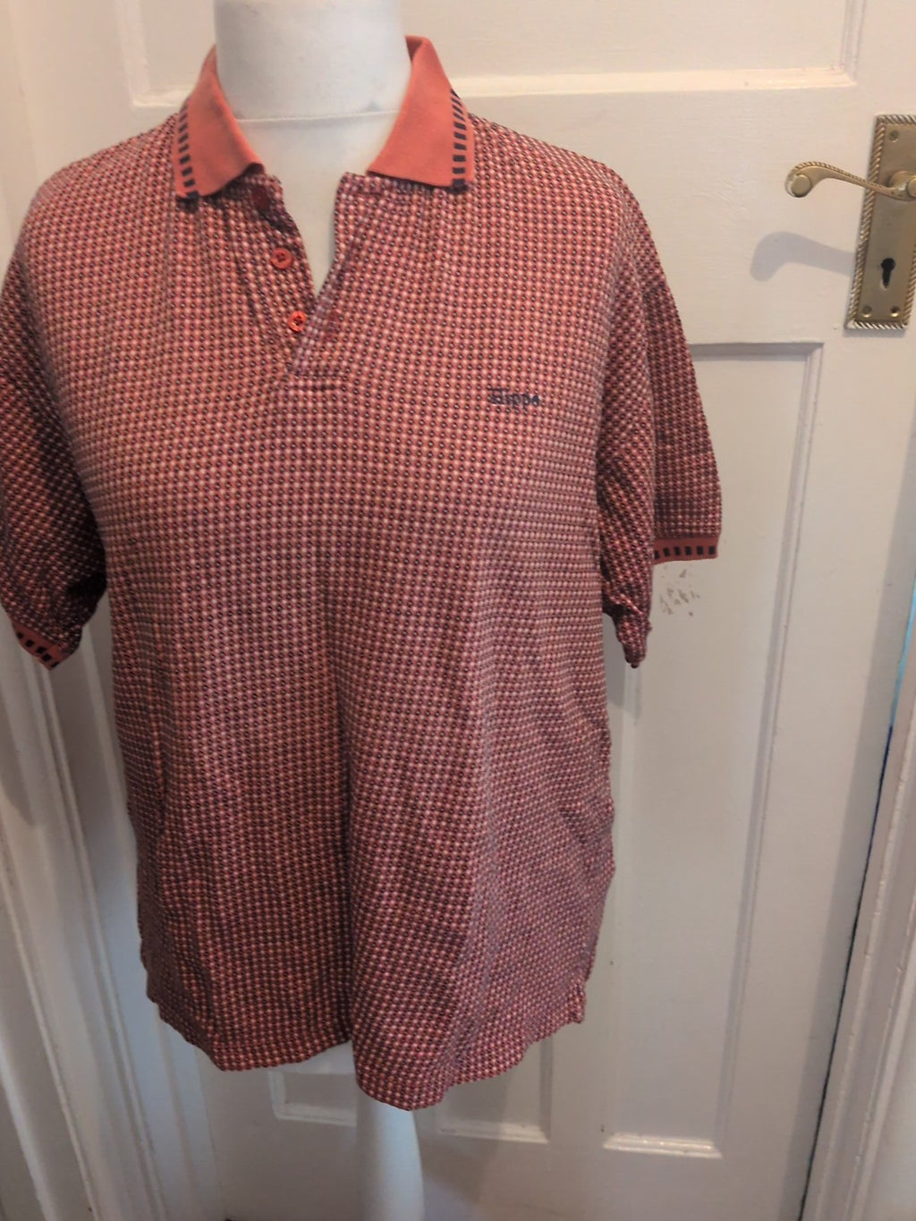 Hippo Medium Orange And Black Short Sleeve Polo
