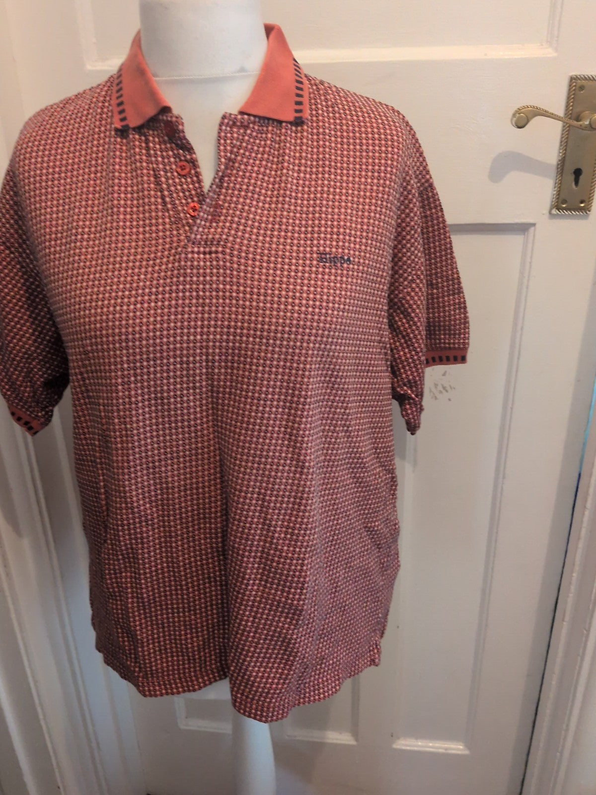 Hippo Medium Orange And Black Short Sleeve Polo