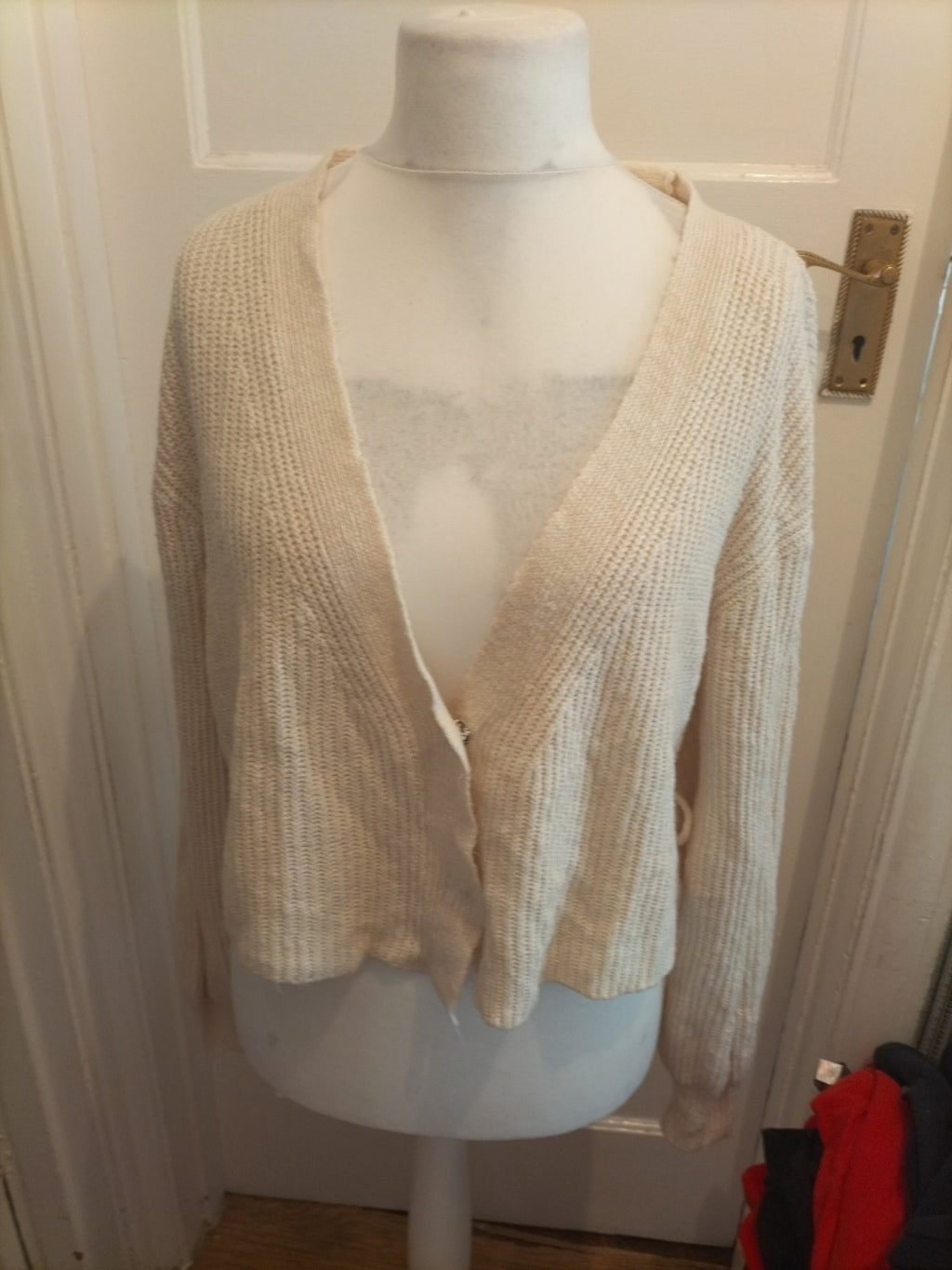 Ladies Na-kd Size Small Cream Knit Cardigan