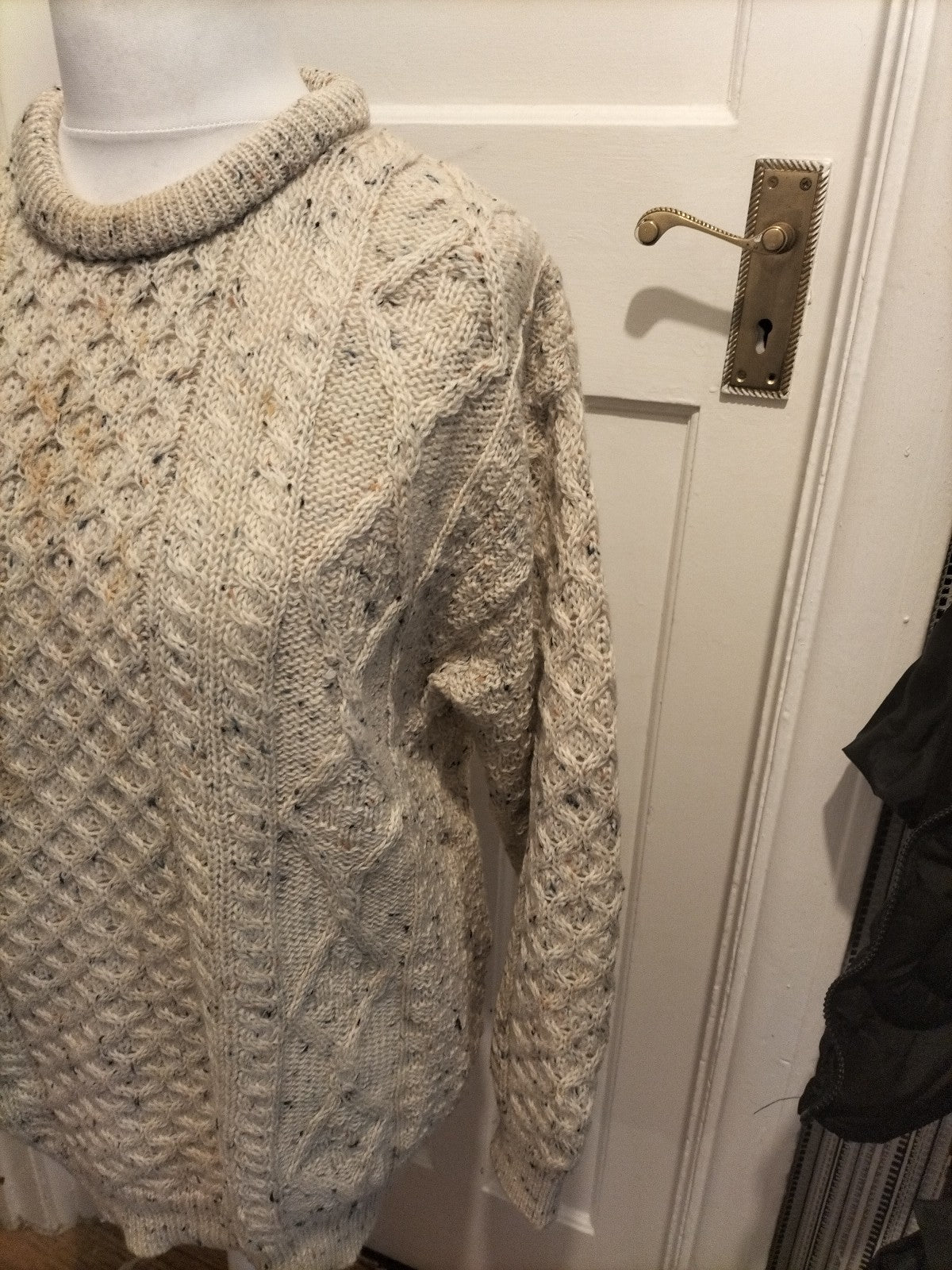 Mens Jumper Aran Crafts Wool Size XL