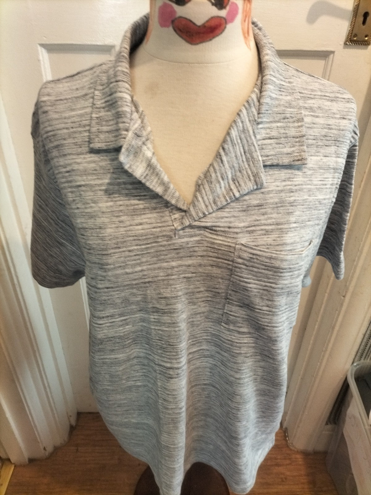 Mens Peacocks Size Xl Grey Fleck Short Sleeved Polo