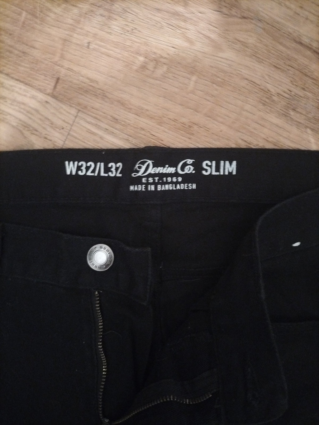 Mens Denim&Co Size 32/32 Black Slim Jeans