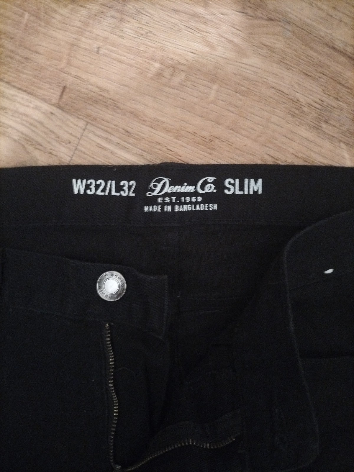 Mens Denim&Co Size 32/32 Black Slim Jeans