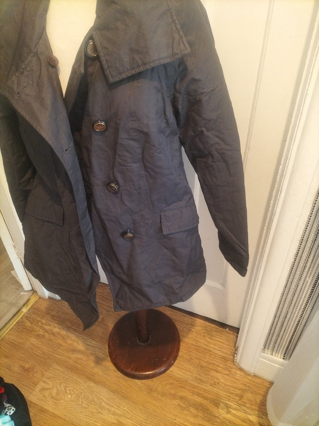 Ladies GIVe Size Large Dark Brown Lined Long Sleeved Coat