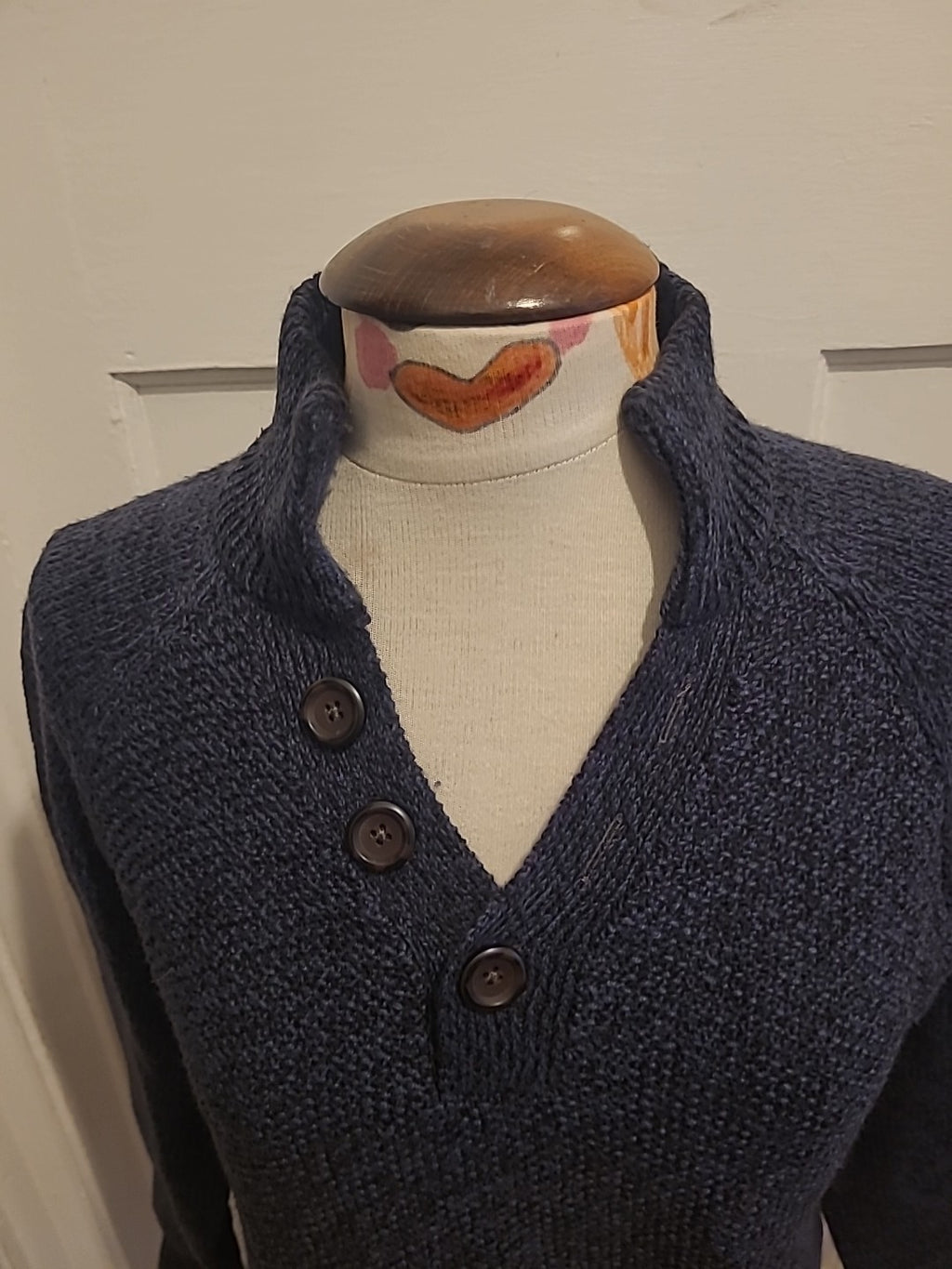 Mens Next Size Small Navy Fleck Long Sleeved Pullover Jumper High Neck