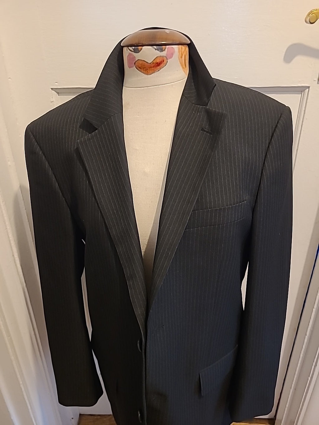 Mens Taylor&Wright Size 40" Black Pinstripe Blazer