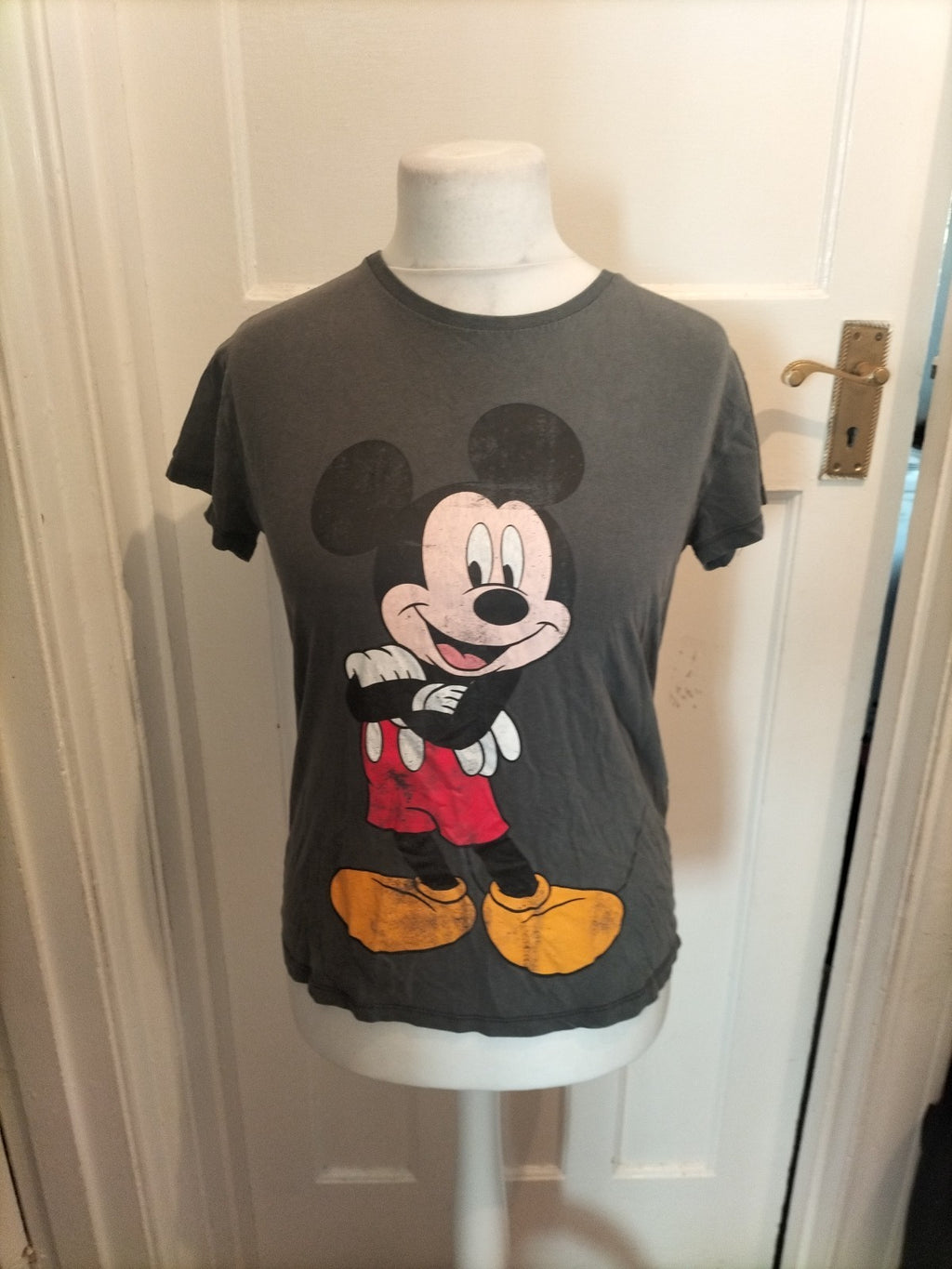 Girls Disney Age 11-12 Years Grey Mickey Tshirt Cracking