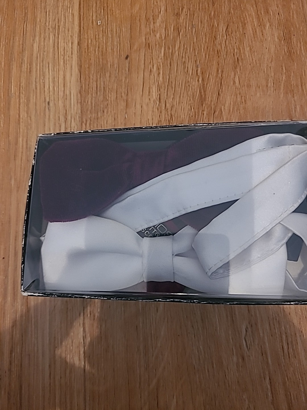 Mens Set Of 3 Bow Ties (Purple,Black,White)