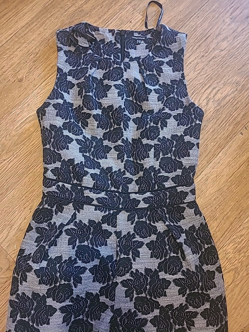 Ladies Warehouse Size 10 Grey Black Rose Detailed Playsuit