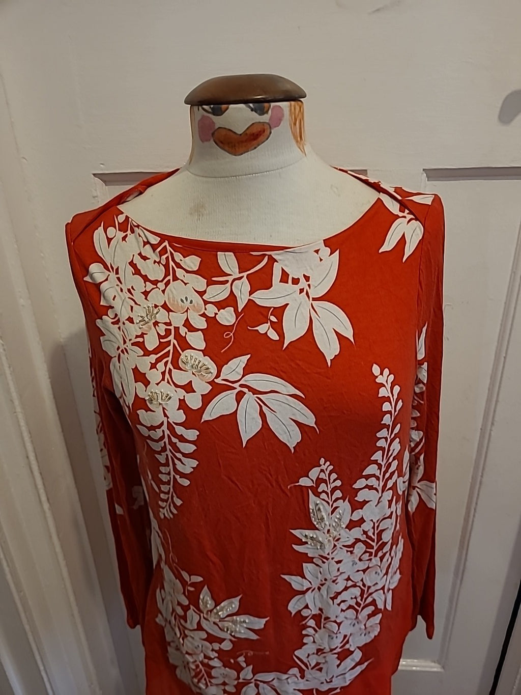 Ladies Marks And Spencer Size 12 Poppy Mix Lined Long Sleeved Blouse