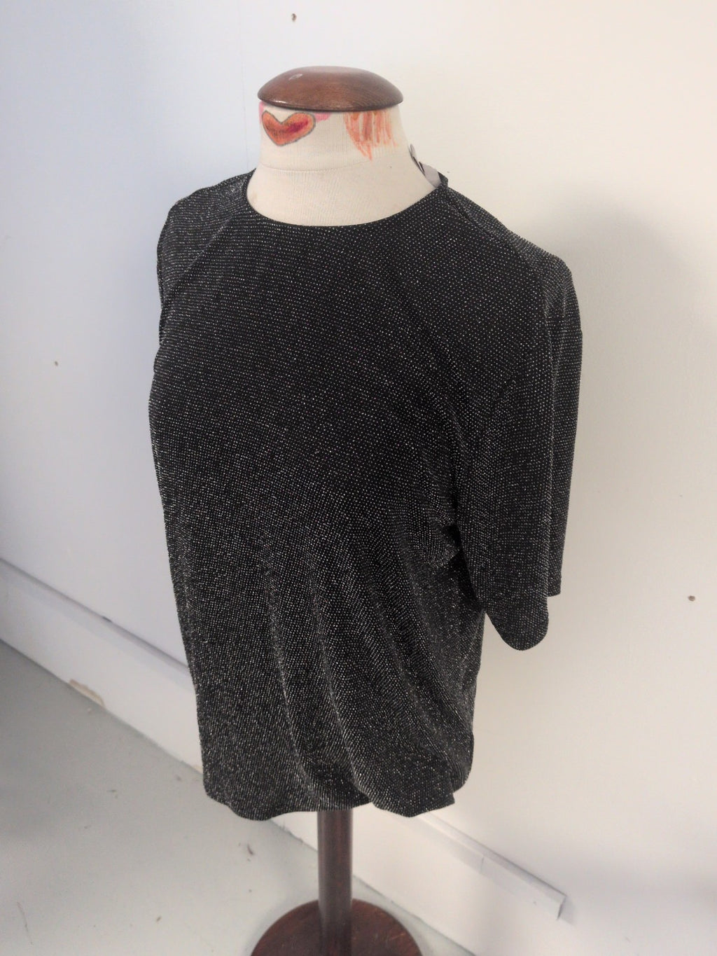 H&M Small/Medium Black And Silver Short Sleeve Blouse T-shirt