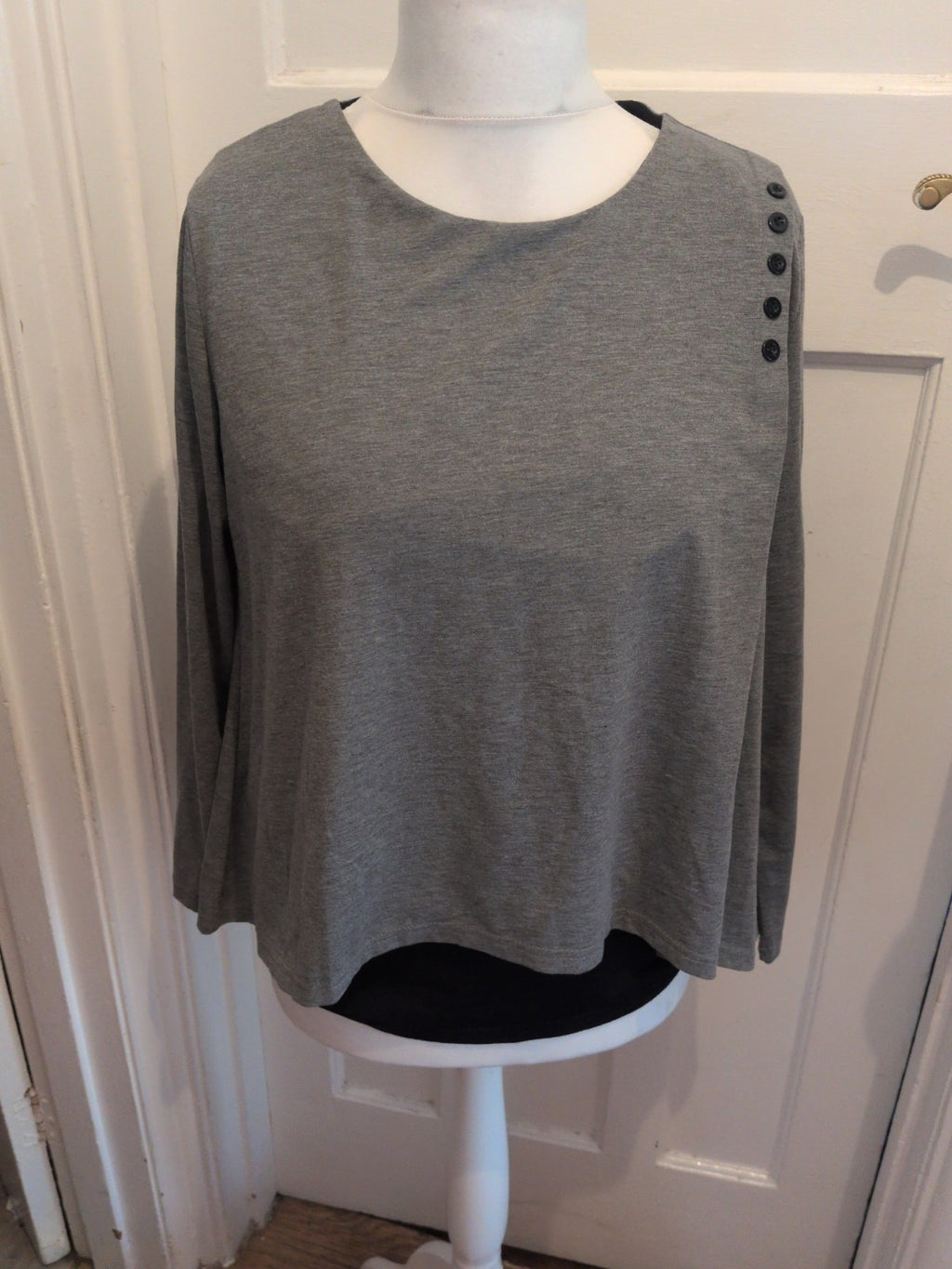 4XL Grey And Black Lined Long Sleeve Blouse