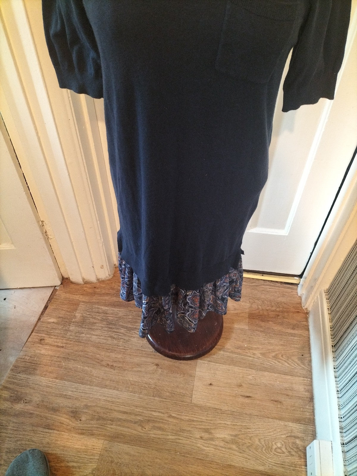 Ladies Next Size 10 Navy Long Sleeved Aztec Hem Dress