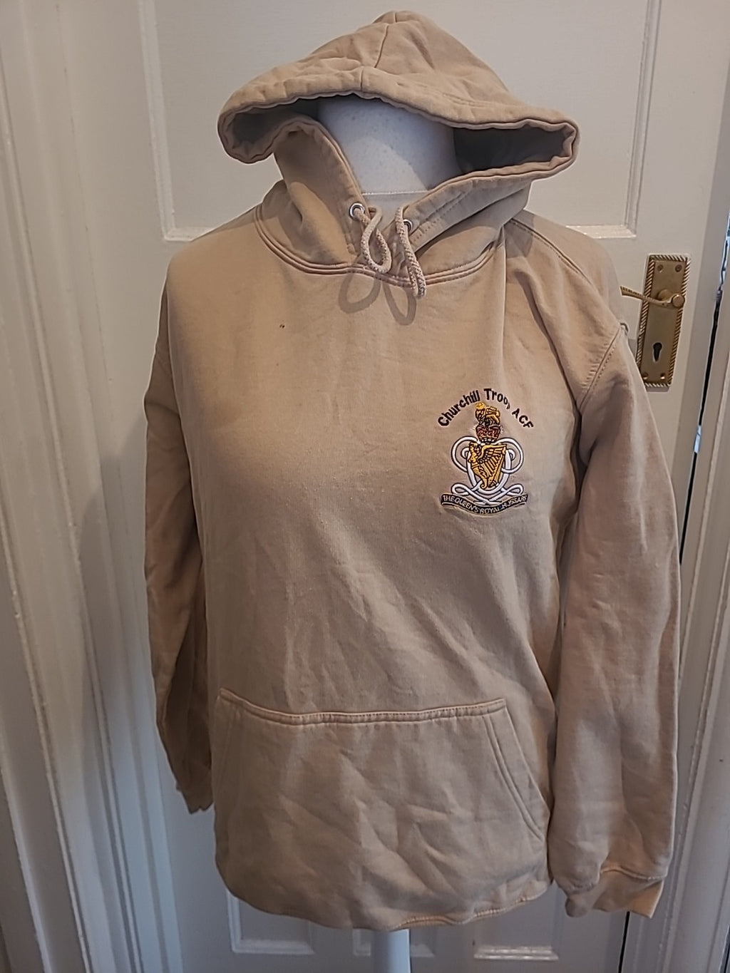Mens Just Hoods Size Medium Beige Printed Pullover Jumper