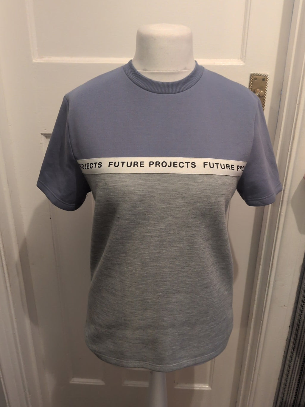 Primark Small Blue And Grey Short Sleeve Jumper