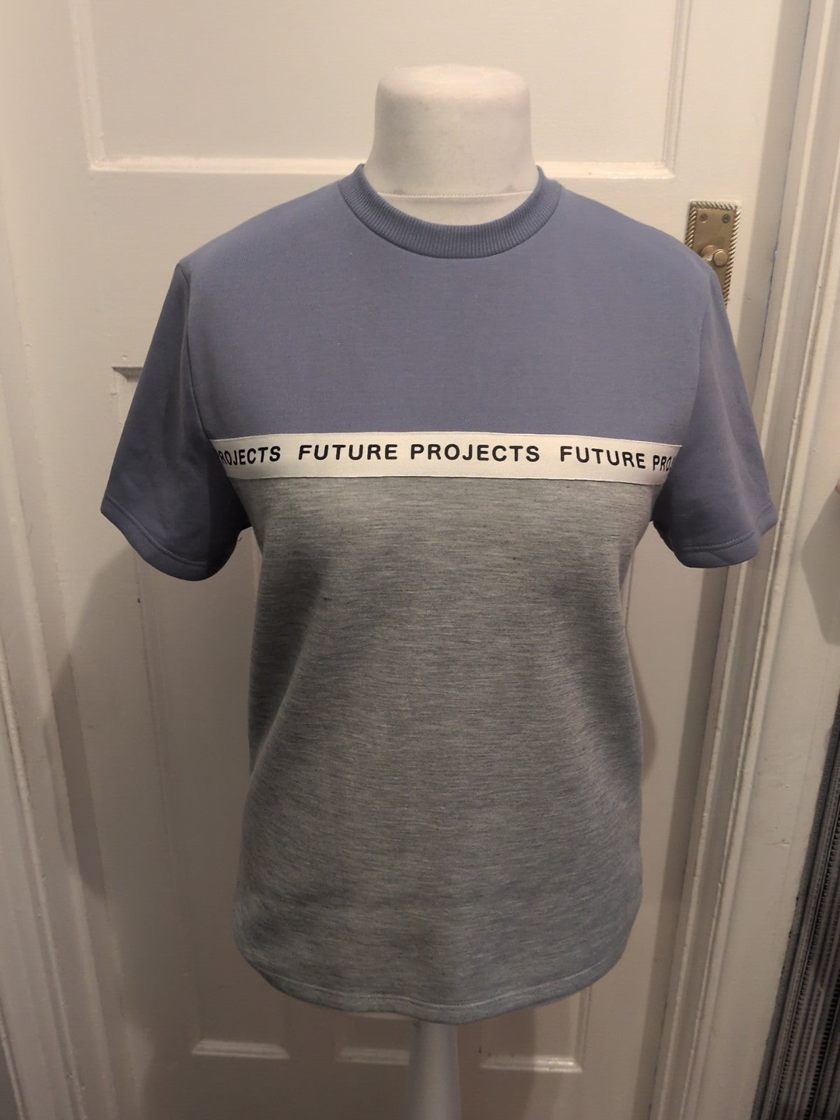 Primark Small Blue And Grey Short Sleeve Jumper