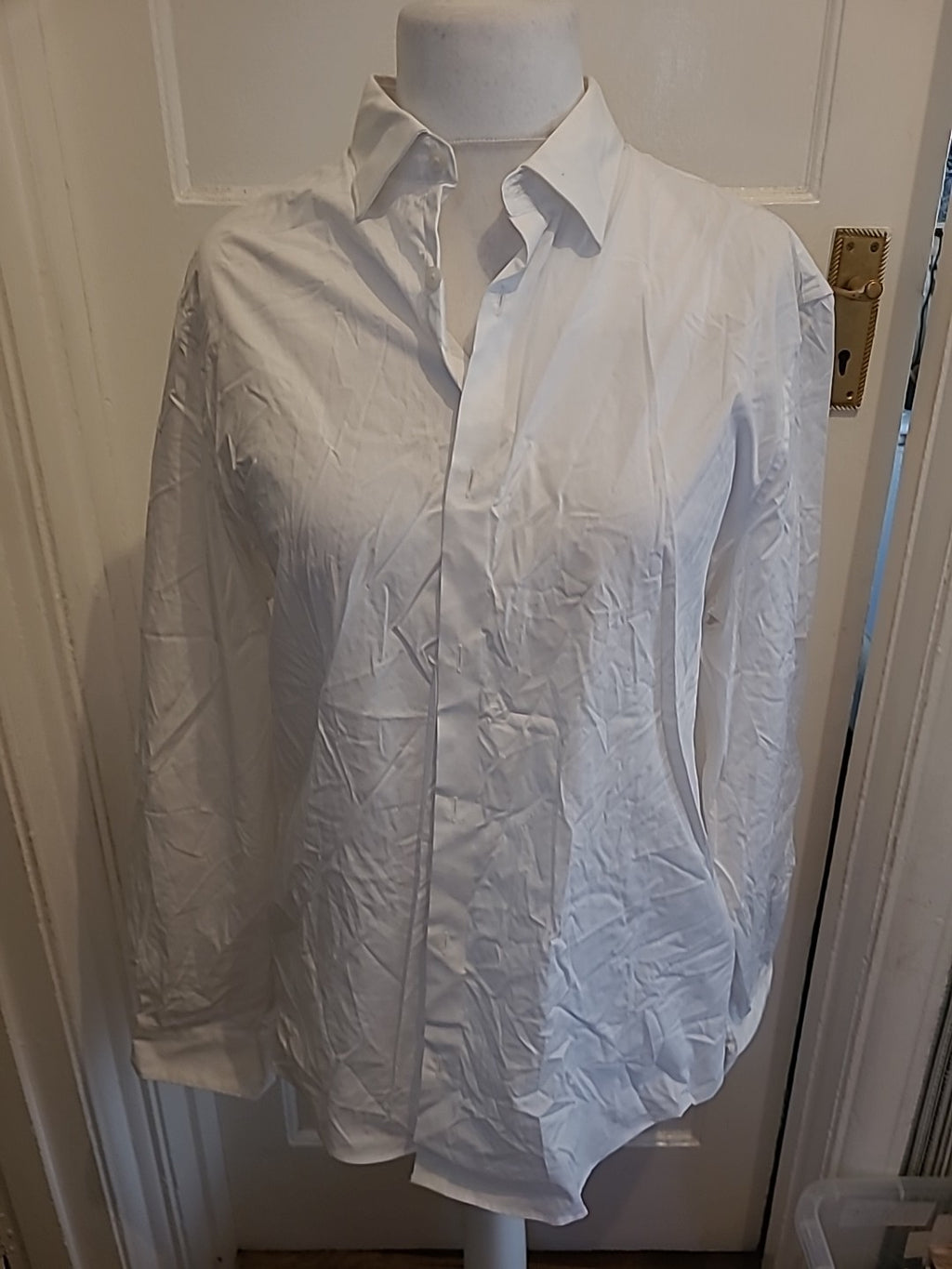Mens M&S Slim Fit XL With Sgretch White Shirt Long Sleeve