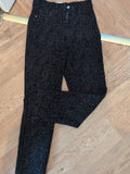 Ladies Next Size 6 Reg Straight High Rise Black Patterned Jeans