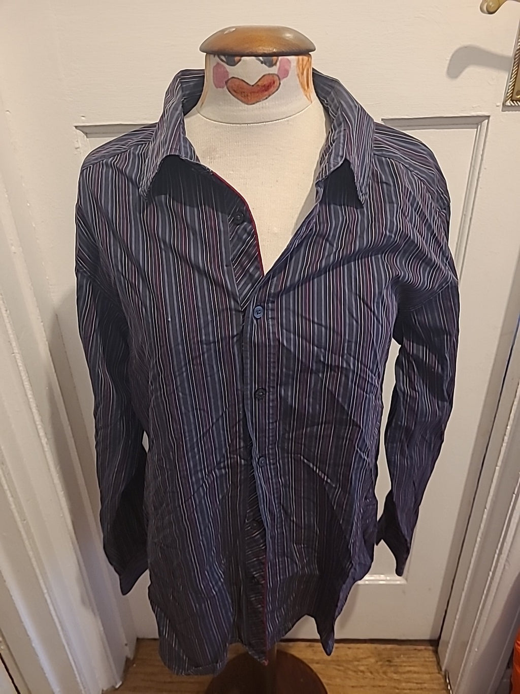 Mens Marks And Spencer Autograph Size Large Striped Multi Long Sleeved Shirt